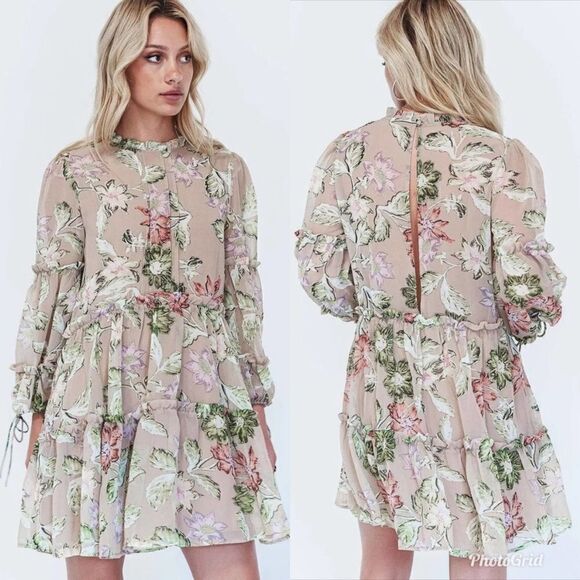 Princess Polly EDEN BLOOM MINI FLORAL DRESS BLUSH - Picture 2 of 14